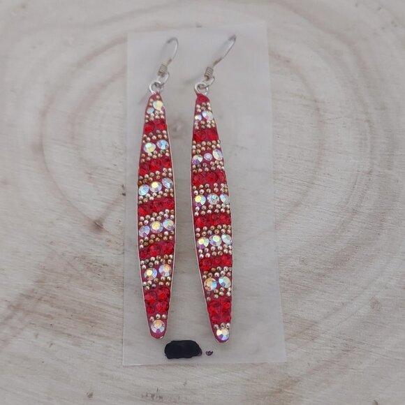New 925 sterling silver Drop Earrings‎ Red and White Stone Fashion Jewelry - Picture 2 of 6